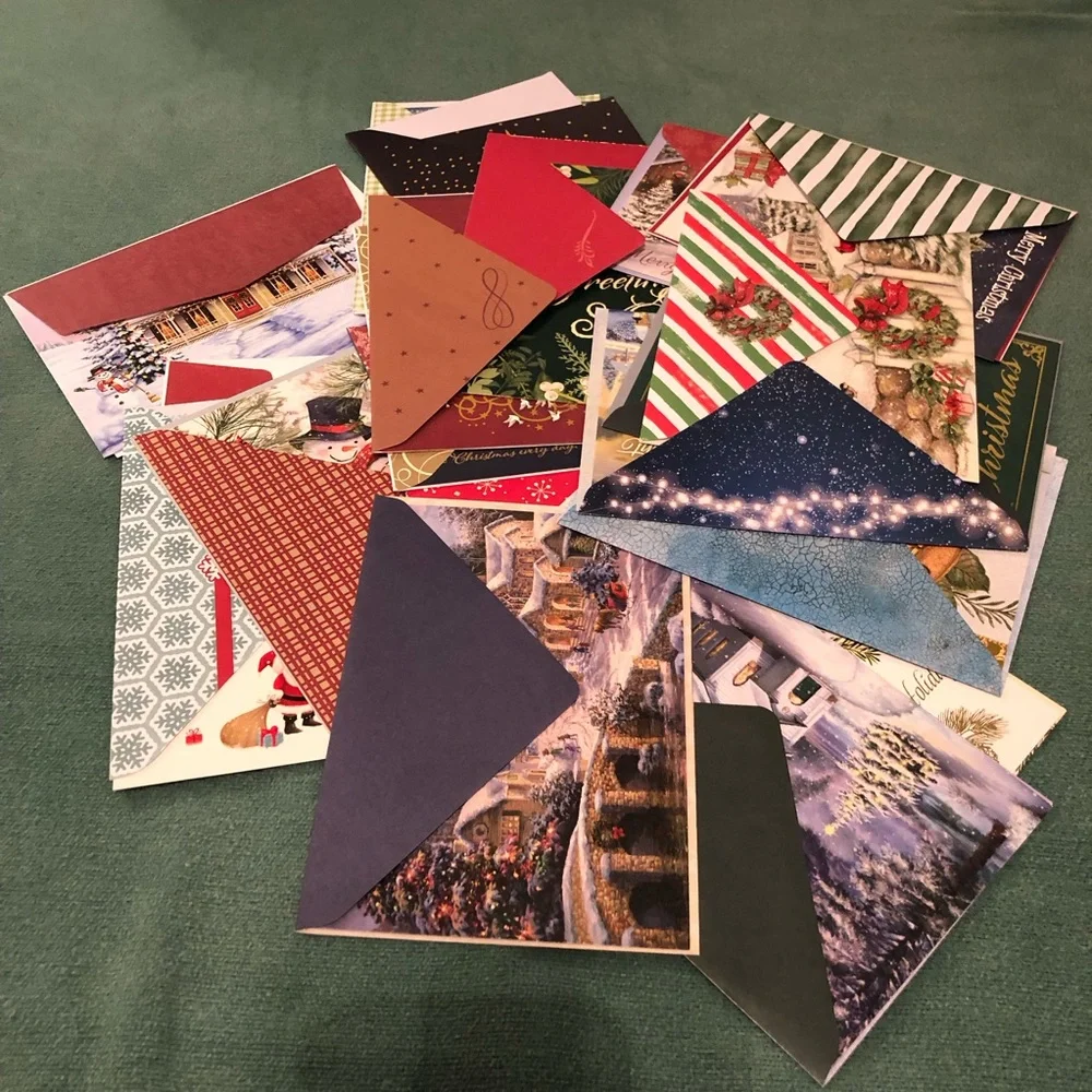 Greeting cards Christmas paper bundle 20 envelopes secular religious holiday lot